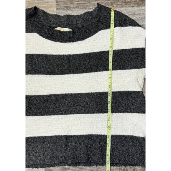 Kaisely Womens Dark Gray and Cream Striped Sweater Long Sleeve Ribbed Medium - Picture 11 of 14